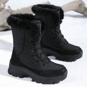 SHEIN Warm Winter Faux Fur Lined Mid Calf Boots